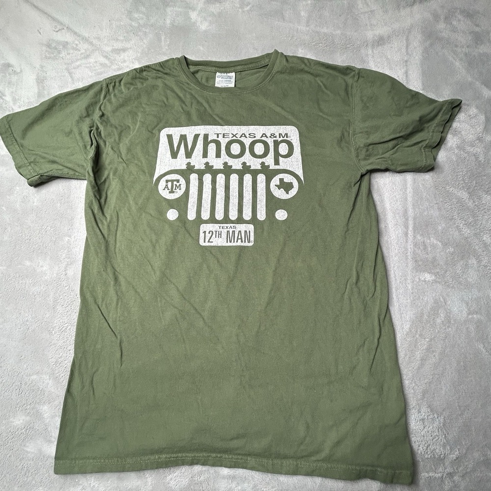 Whoop Jeep Texas A&M 12th Man Green USA Grown Medium Shirt NCAA Aggies